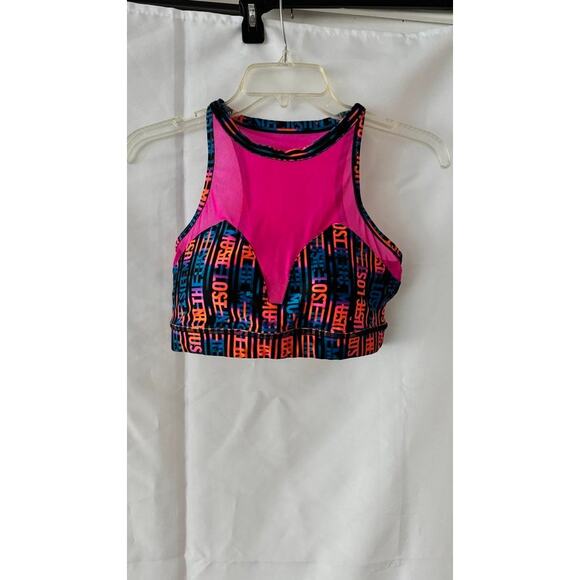 Zumba Wear Neon Pink Mesh Sports Bra and/or Crop Top Graphic Print Size M - Picture 11 of 16